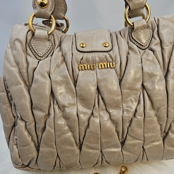 Miu Miu  Matelassé Beige Leather Two-Way Bag - Picture 10 of 17